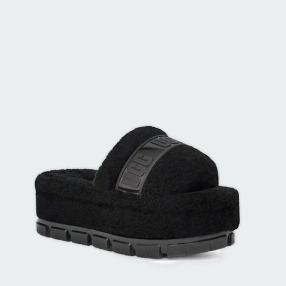 UGG FLUFFITA CLEAR FLUFF SLIDE PLATFORM SANDALS -BLACK -WOMEN’S US 10 -NEW - Picture 4 of 16